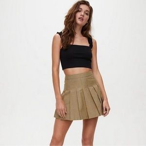 Sunday Best Olive Skirt - Aritzia plaid pleated mini skirt
